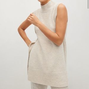 MANGO | MOCK NECK SLEEVELESS SWEATER W/ SLITS
